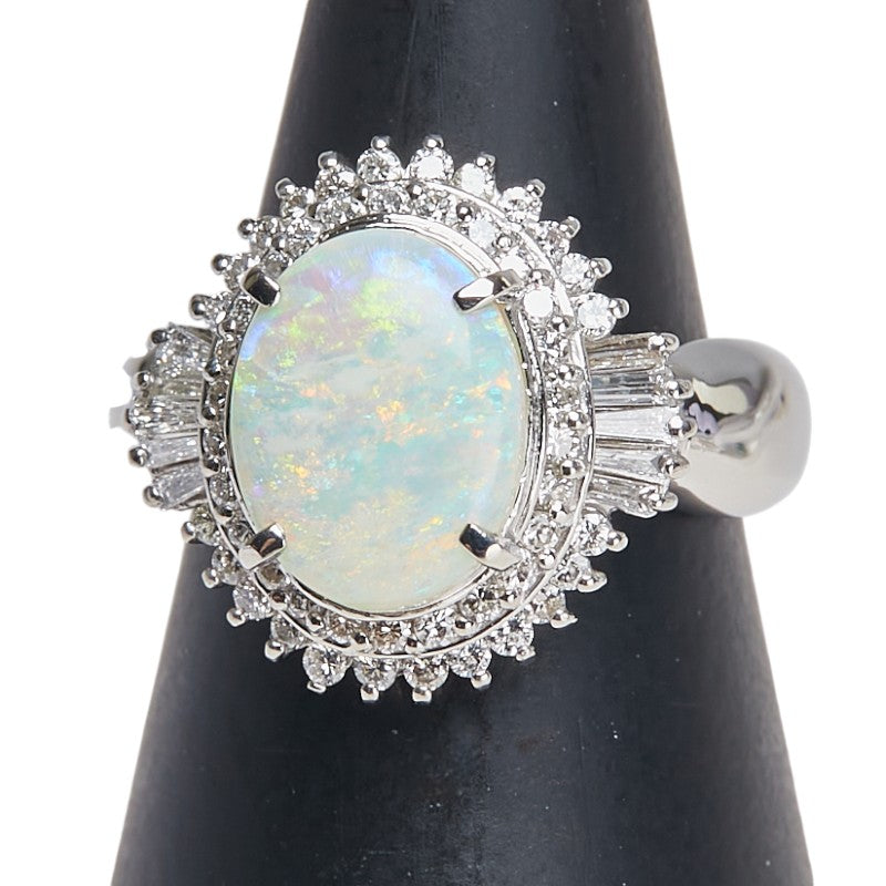 Pt900 プラチナ オパール ダイヤ0.50ct リング 指輪 レディース 6.5号 【中古】