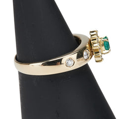 K18YG イエローゴールド エメラルド ダイヤ0.10ct リング 指輪 レディース 11.5号 【中古】