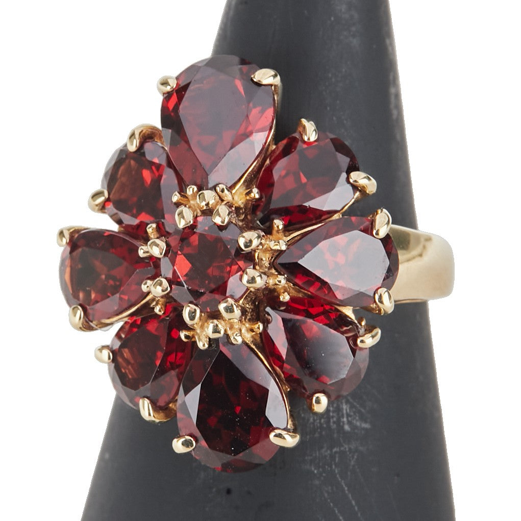K18YG イエローゴールド ガーネット リング 指輪 レディース 9.5号 【中古】
