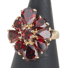 K18YG イエローゴールド ガーネット リング 指輪 レディース 9.5号 【中古】