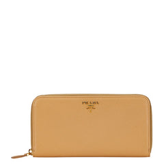 プラダ ロゴ 長財布 1ML506 ベージュ サフィアーノレザー レディース PRADA 【中古】