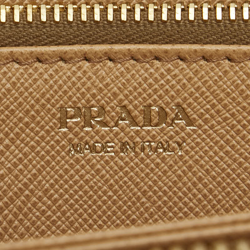 プラダ ロゴ 長財布 1ML506 ベージュ サフィアーノレザー レディース PRADA 【中古】