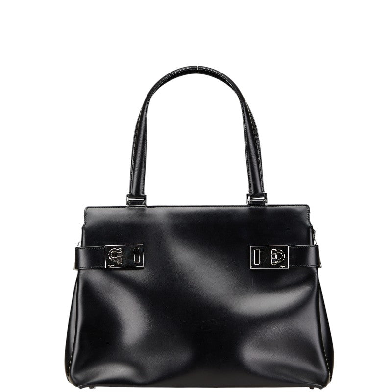 サルヴァトーレフェラガモ ガンチーニ ハンドバッグ ブラック シルバー レザー レディース Salvatore Ferragamo 【中古】