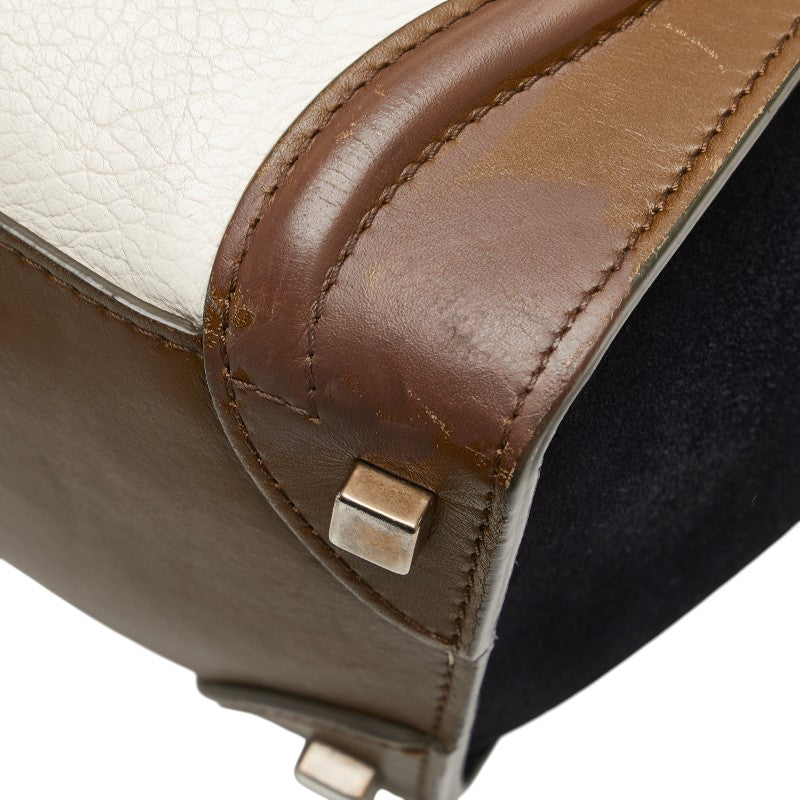 セリーヌ ラゲージ マイクロショッパー ハンドバッグ ベージュ ブラウン ブラック レザー スウェード レディース CELINE 【中古】