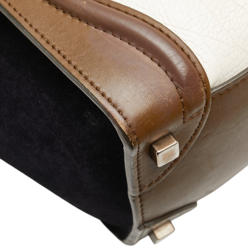 セリーヌ ラゲージ マイクロショッパー ハンドバッグ ベージュ ブラウン ブラック レザー スウェード レディース CELINE 【中古】
