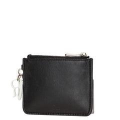 ディオール メッシュ ビーズ ビジュー コインケース ポーチ ブルー ブラック レザー レディース Dior 【中古】