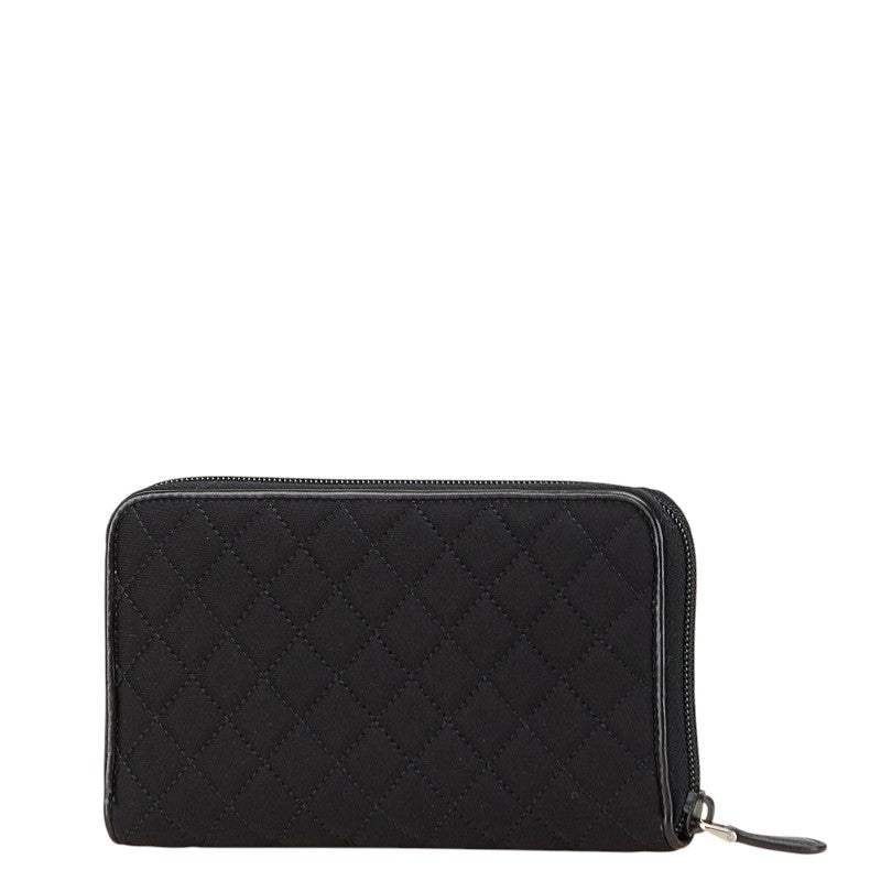 プラダ 三角ロゴプレート 長財布 ブラック ナイロン レザー レディース PRADA 【中古】