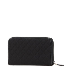 プラダ 三角ロゴプレート 長財布 ブラック ナイロン レザー レディース PRADA 【中古】