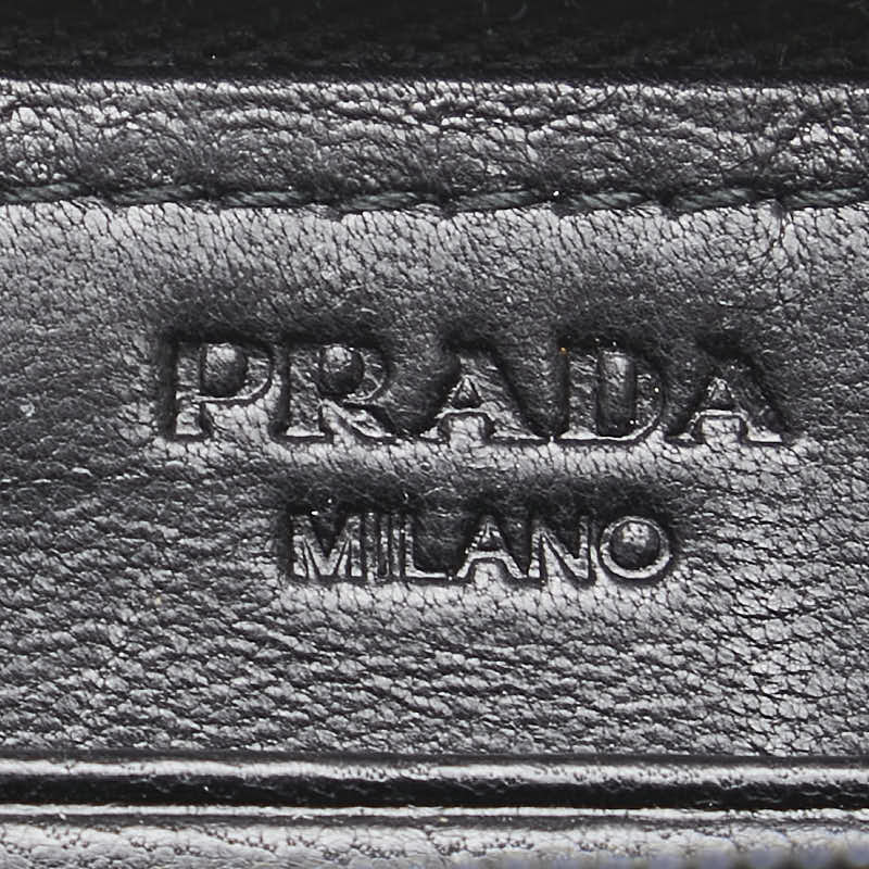 プラダ 三角ロゴプレート 長財布 ブラック ナイロン レザー レディース PRADA 【中古】