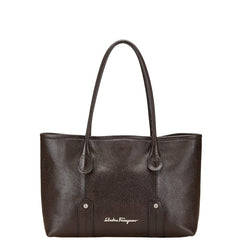 サルヴァトーレフェラガモ ロゴ トートバッグ ハンドバッグ ブラウン レザー レディース Salvatore Ferragamo 【中古】