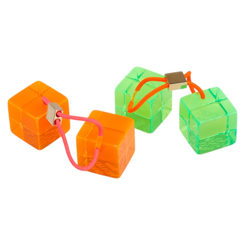 ルイ ヴィトン ヘアキューブ ヘアアクセサリー ヘアゴム 2点セット グリーン オレンジ プラスチック レディース LOUIS VUITTON 【中古】