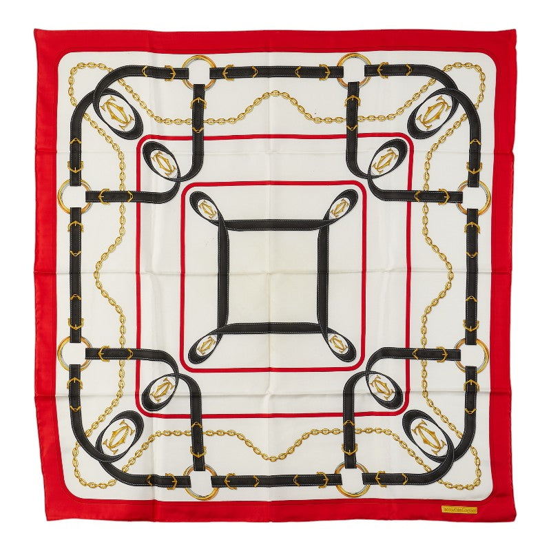 カルティエ 総柄 スカーフ レッド マルチカラー レディース CARTIER 【中古】
