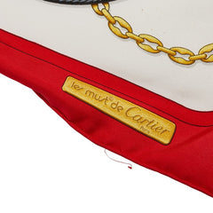 カルティエ 総柄 スカーフ レッド マルチカラー レディース CARTIER 【中古】