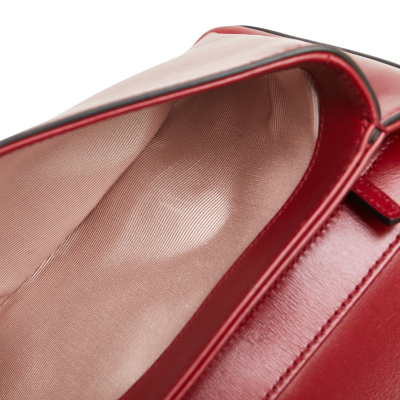 グッチ GGマーモント アリー ショルダーバッグ 550129 レッド ブラック レザー レディース GUCCI 【中古】