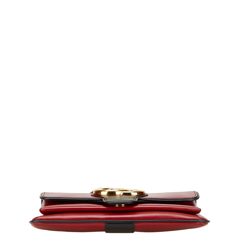 グッチ GGマーモント アリー ショルダーバッグ 550129 レッド ブラック レザー レディース GUCCI 【中古】