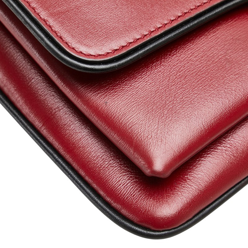 グッチ GGマーモント アリー ショルダーバッグ 550129 レッド ブラック レザー レディース GUCCI 【中古】