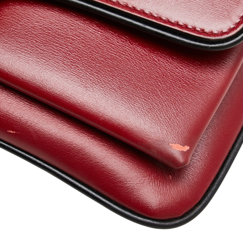 グッチ GGマーモント アリー ショルダーバッグ 550129 レッド ブラック レザー レディース GUCCI 【中古】