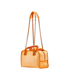 シャネル ココマーク ドーヴィル チェーン ハンドバッグ ショルダーバッグ 2WAY オレンジ キャンバス レザー レディース CHANEL 【中古】