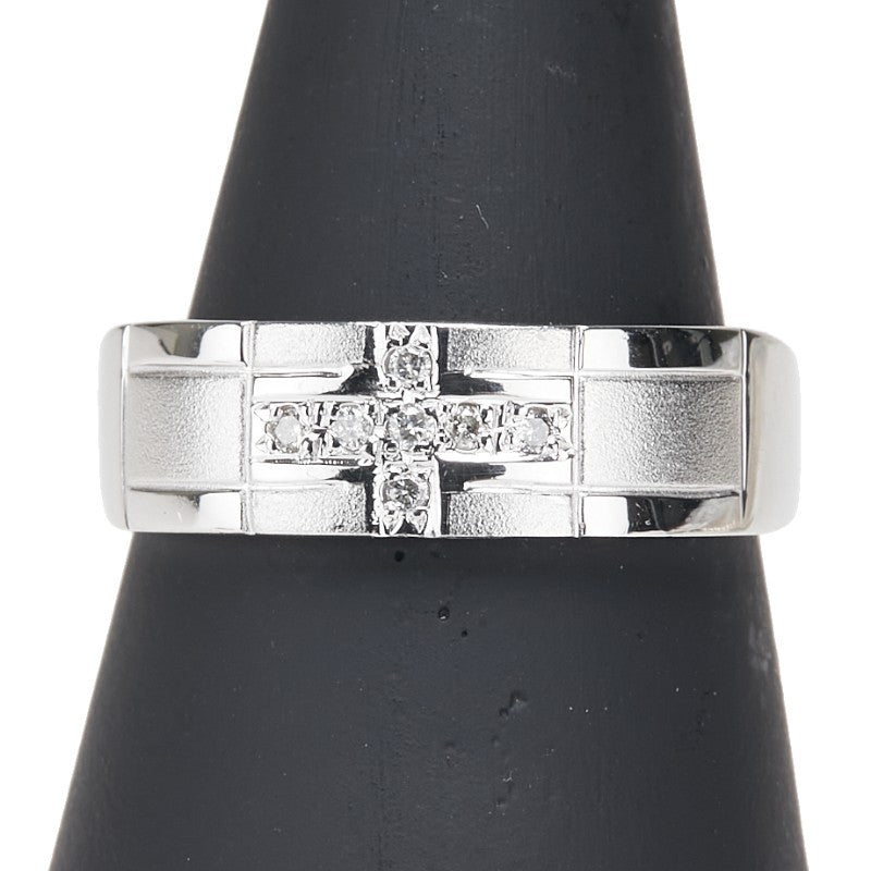 Pt900 プラチナ ダイヤ0.07ct クロス リング 指輪 レディース 18号 【中古】