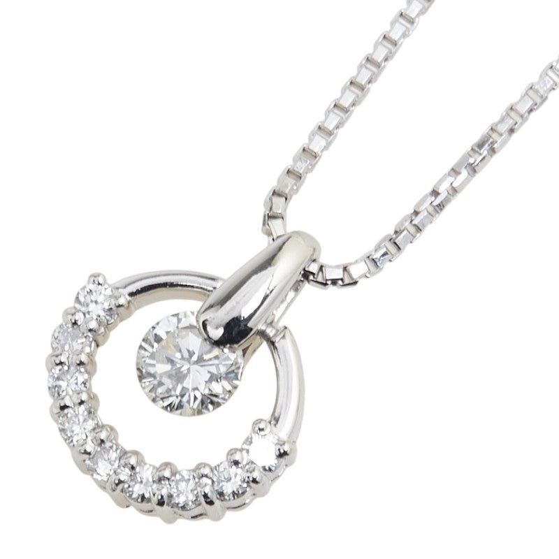 Pt900 プラチナ Pt850 プラチナ ダイヤ0.52ct 星の砂 ベネチアンチェーン ペンダントネックレス レディース 【中古】