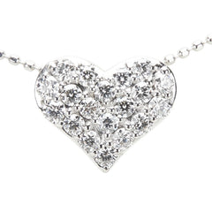 K18WG ホワイトゴールド ダイヤ0.40ct パヴェ ハート モチーフ ペンダントネックレス レディース 【中古】
