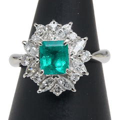 Pt900 プラチナ エメラルド0.82ct ダイヤ0.63ct リング 指輪 レディース 8.5号 【中古】