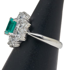 Pt900 プラチナ エメラルド0.82ct ダイヤ0.63ct リング 指輪 レディース 8.5号 【中古】