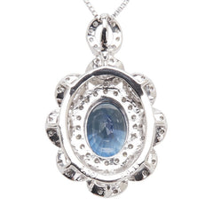 Pt900 プラチナ Pt850 プラチナ サファイア1.801ct ダイヤ0.35ct ペンダントネックレス レディース 【中古】