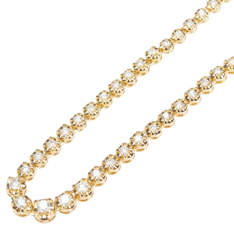 K18YG イエローゴールド ダイヤ2.00ct テニスチェーン ネックレス レディース 【中古】