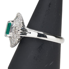 Pt900 プラチナ エメラルド1.08ct ダイヤ0.54ct リング 指輪 レディース 14号 【中古】