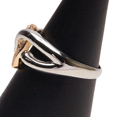 Pt900 プラチナ K18YG イエローゴールド コンビ ダイヤ0.10ct ハート モチーフ リング 指輪 レディース 12号 【中古】