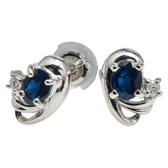 Pt900 プラチナ Pt850 プラチナ サファイア0.49ct ダイヤ0.02ct スタッドピアス レディース 【中古】