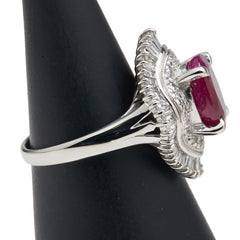Pt900 プラチナ ルビー3.56ct ダイヤ1.00ct リング 指輪 レディース 13号 【中古】