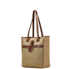 ハンティングワールド ロゴ トートバッグ カーキ ブラウン キャンバス レザー レディース HUNTING WORLD 【中古】