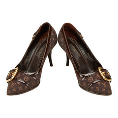 ルイ ヴィトン モノグラム パンプス サイズ:35 1/2M ブラウン キャンバス レザー レディース LOUIS VUITTON 【中古】
