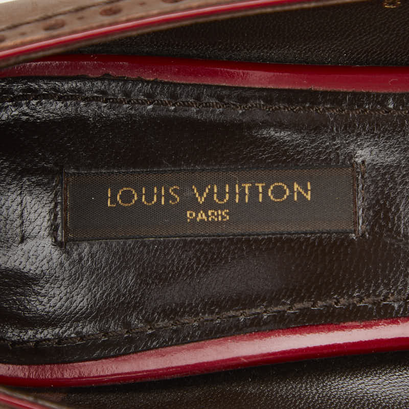 ルイ ヴィトン ウィングチップ スクエアトゥ ハイヒール パンプス サイズ：36 BR0065 ブラウン レザー レディース LOUIS VUITTON 【中古】