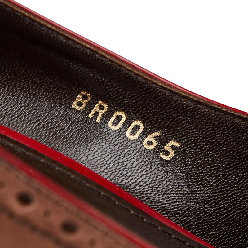 ルイ ヴィトン ウィングチップ スクエアトゥ ハイヒール パンプス サイズ：36 BR0065 ブラウン レザー レディース LOUIS VUITTON 【中古】