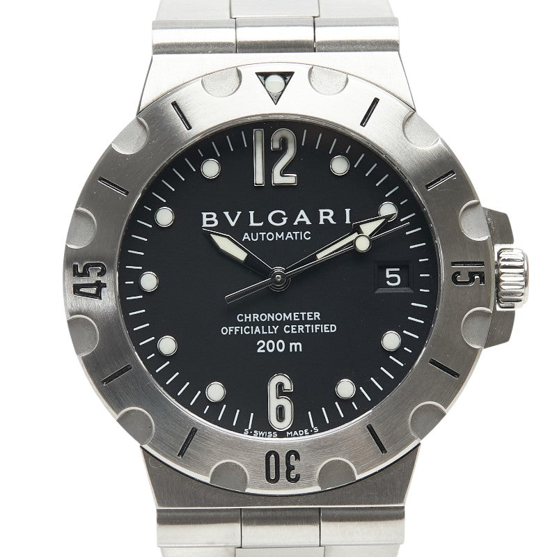 ブルガリ ディアゴノ スクーバ 腕時計 SD38S 自動巻き ブラック文字盤 ステンレススチール メンズ BVLGARI 【中古】