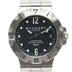 ブルガリ ディアゴノ スクーバ 腕時計 SD38S 自動巻き ブラック文字盤 ステンレススチール メンズ BVLGARI 【中古】