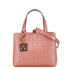 アルマーニエクスチェンジ エンボスロゴ ハンドバッグ ショルダーバッグ 2WAY ピンク エナメル レザー レディース ARMANI EXCHANGE 【中古】