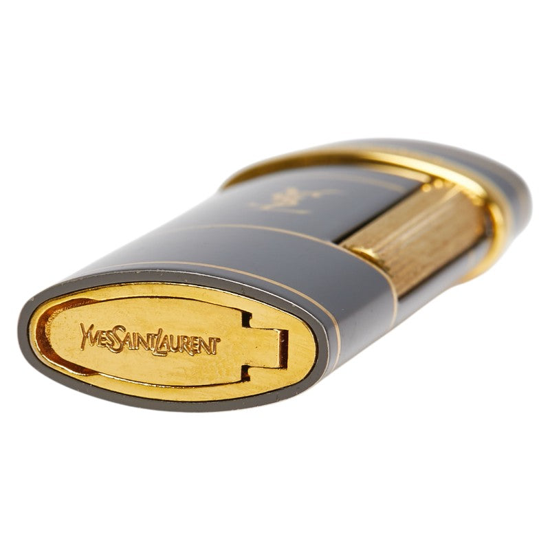 サンローラン ロゴ ガスライター ゴールド グレー メッキ レディース SAINT LAURENT 【中古】