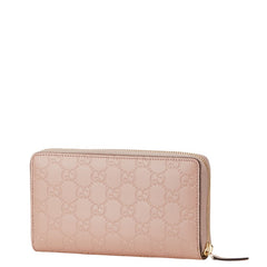 グッチ グッチシマ リボン モチーフ 長財布 ラウンドファスナー 388680 ピンク レザー レディース GUCCI 【中古】