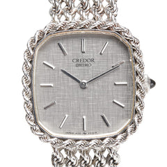 セイコー クレドール 腕時計 1400-5930 クオーツ シルバー文字盤 K18WG ホワイトゴールド レディース SEIKO 【中古】