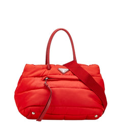 プラダ 三角ロゴプレート ハンドバッグ ショルダーバッグ 2WAY BN2771 レッド ナイロン レザー レディース PRADA 【中古】
