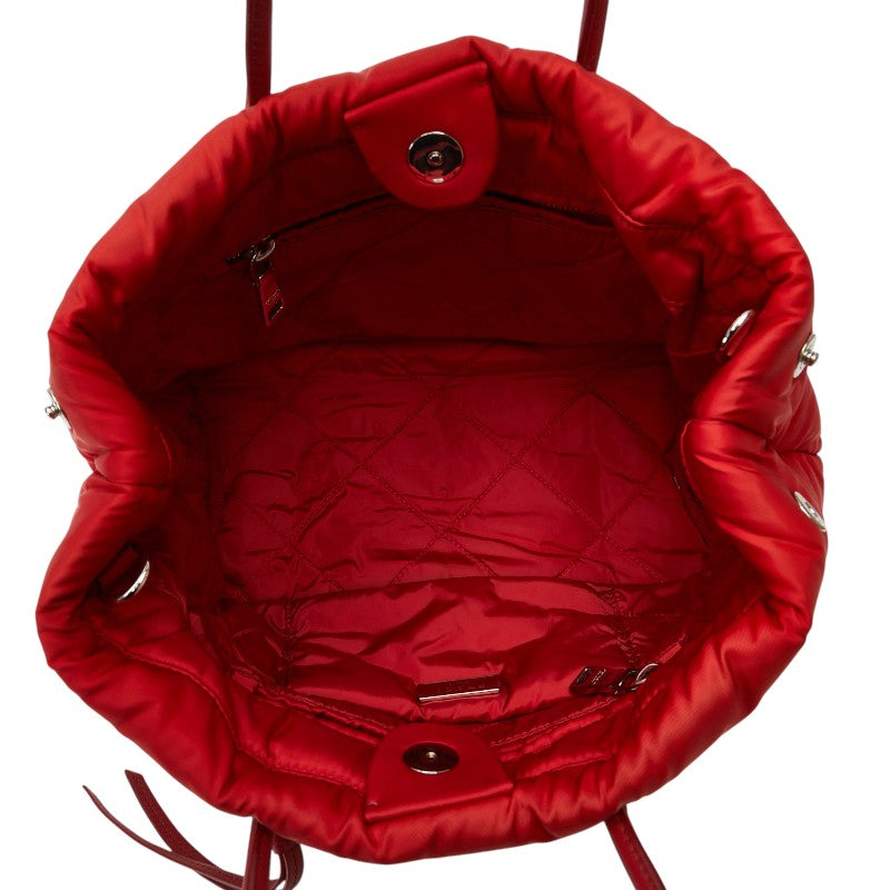 プラダ 三角ロゴプレート ハンドバッグ ショルダーバッグ 2WAY BN2771 レッド ナイロン レザー レディース PRADA 【中古】