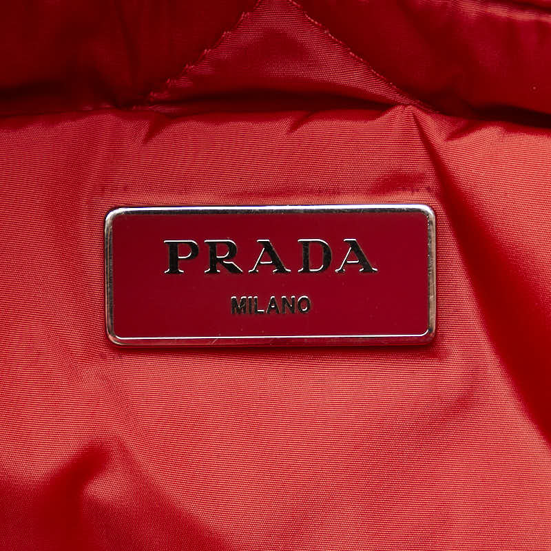 プラダ 三角ロゴプレート ハンドバッグ ショルダーバッグ 2WAY BN2771 レッド ナイロン レザー レディース PRADA 【中古】
