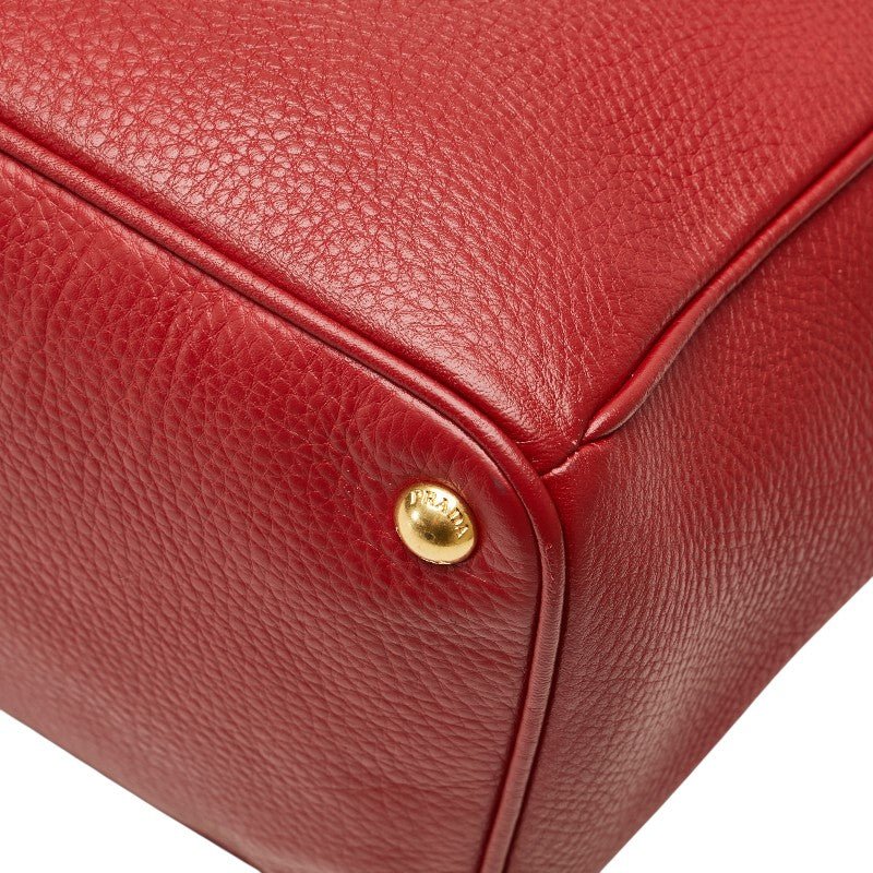 プラダ トートバッグ レッド レザー レディース PRADA 【中古】