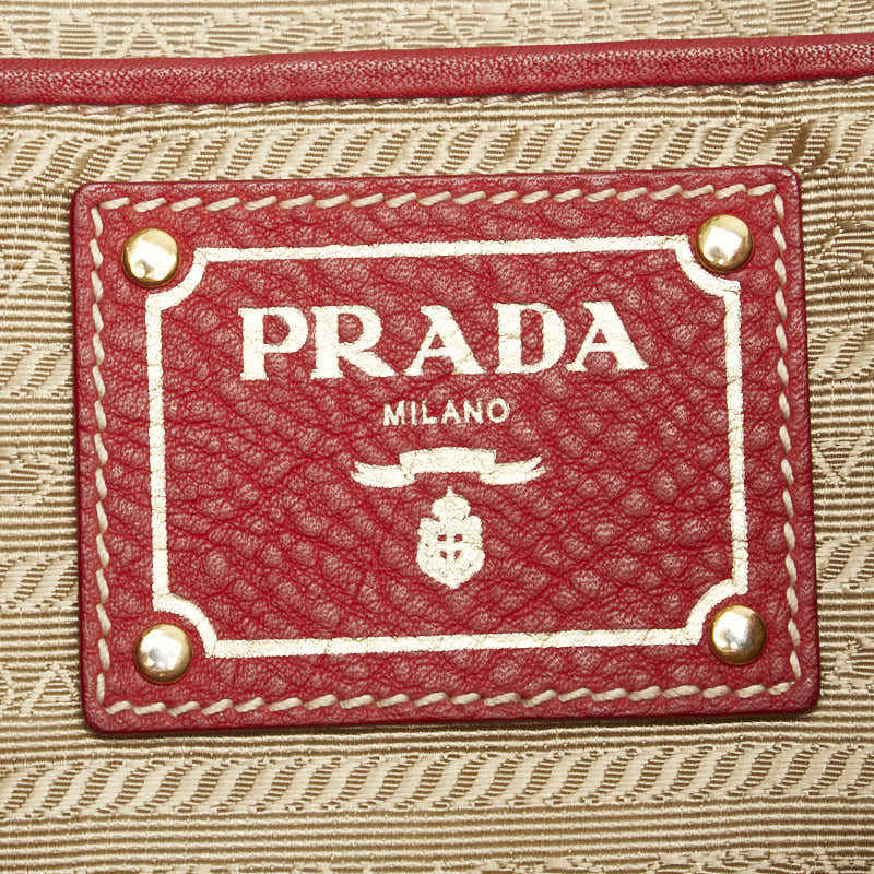 プラダ トートバッグ レッド レザー レディース PRADA 【中古】