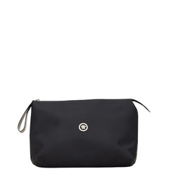 ヴェルサーチェ メデューサ ポーチ クラッチバッグ ブラック ナイロン レザー レディース VERSACE 【中古】