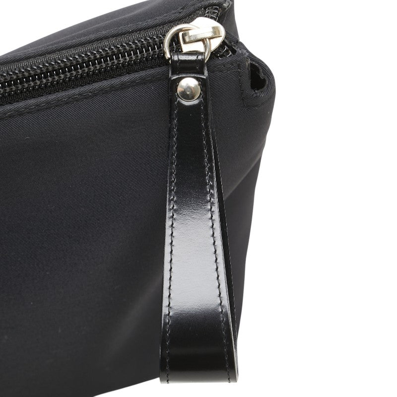 ヴェルサーチェ メデューサ ポーチ クラッチバッグ ブラック ナイロン レザー レディース VERSACE 【中古】